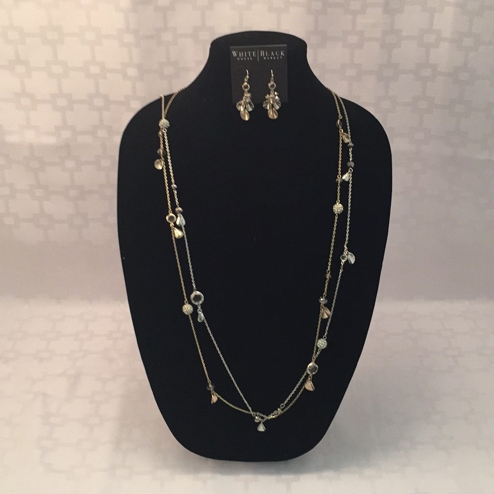 WHBM Mixed Metal Convertible Necklace & Earrings